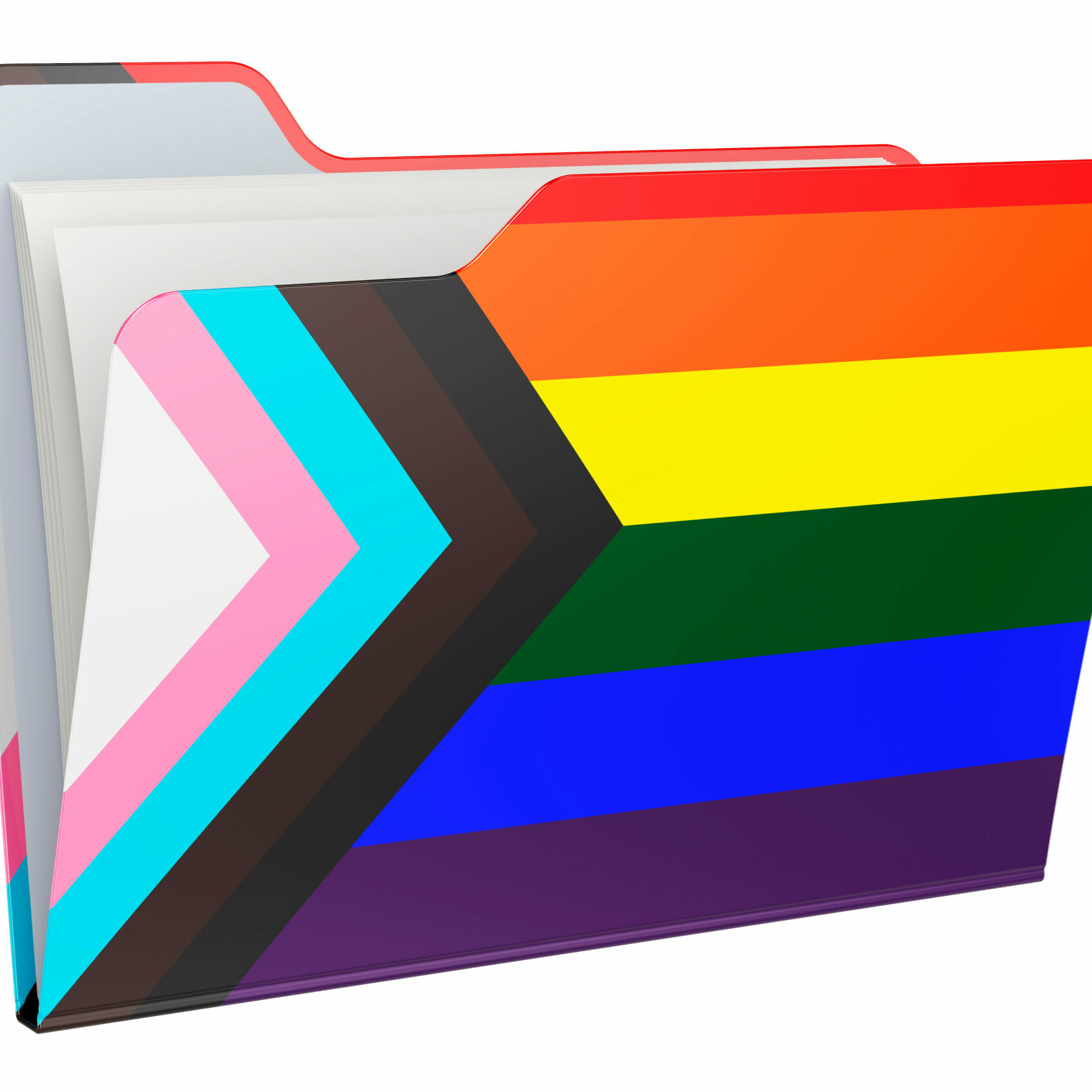 Computer folder icon with modern pride flag LGBTQ.